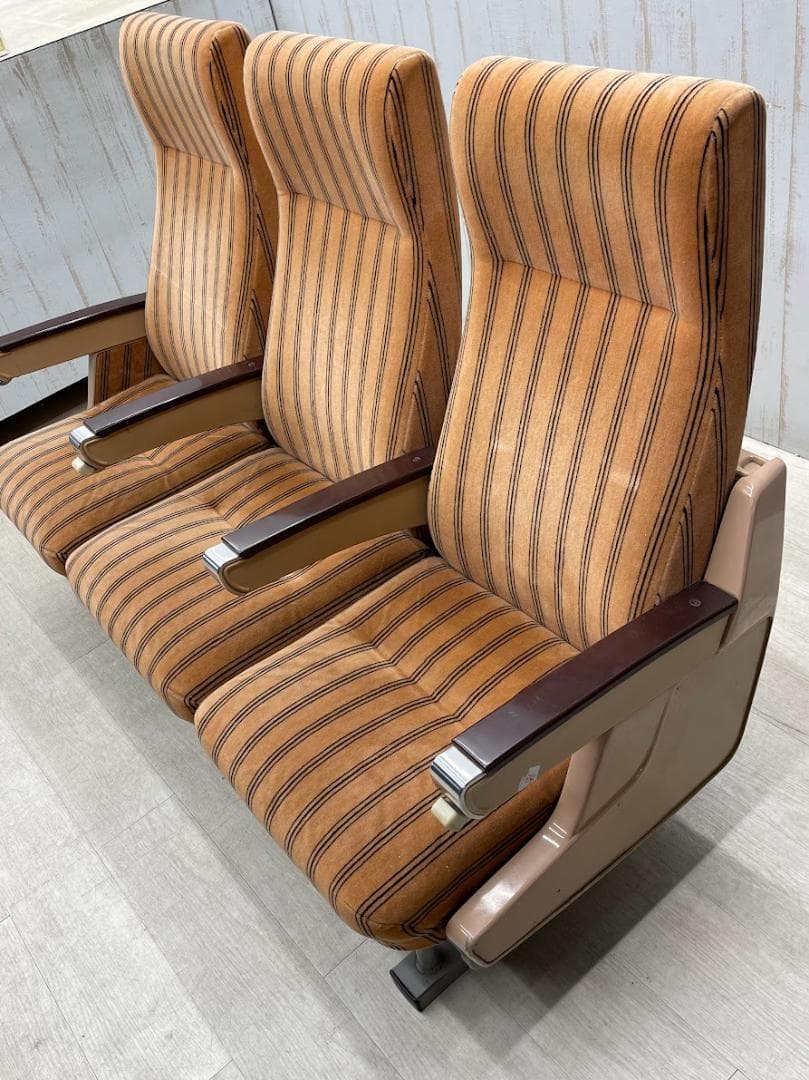 美品　0系新幹線 普通席 3列シート 簡易リクライニング せり出し式 ストライプ
