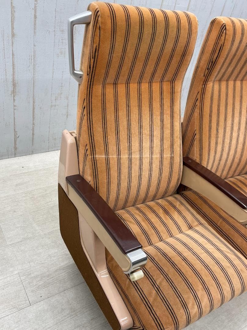 美品　0系新幹線 普通席 3列シート 簡易リクライニング せり出し式 ストライプ