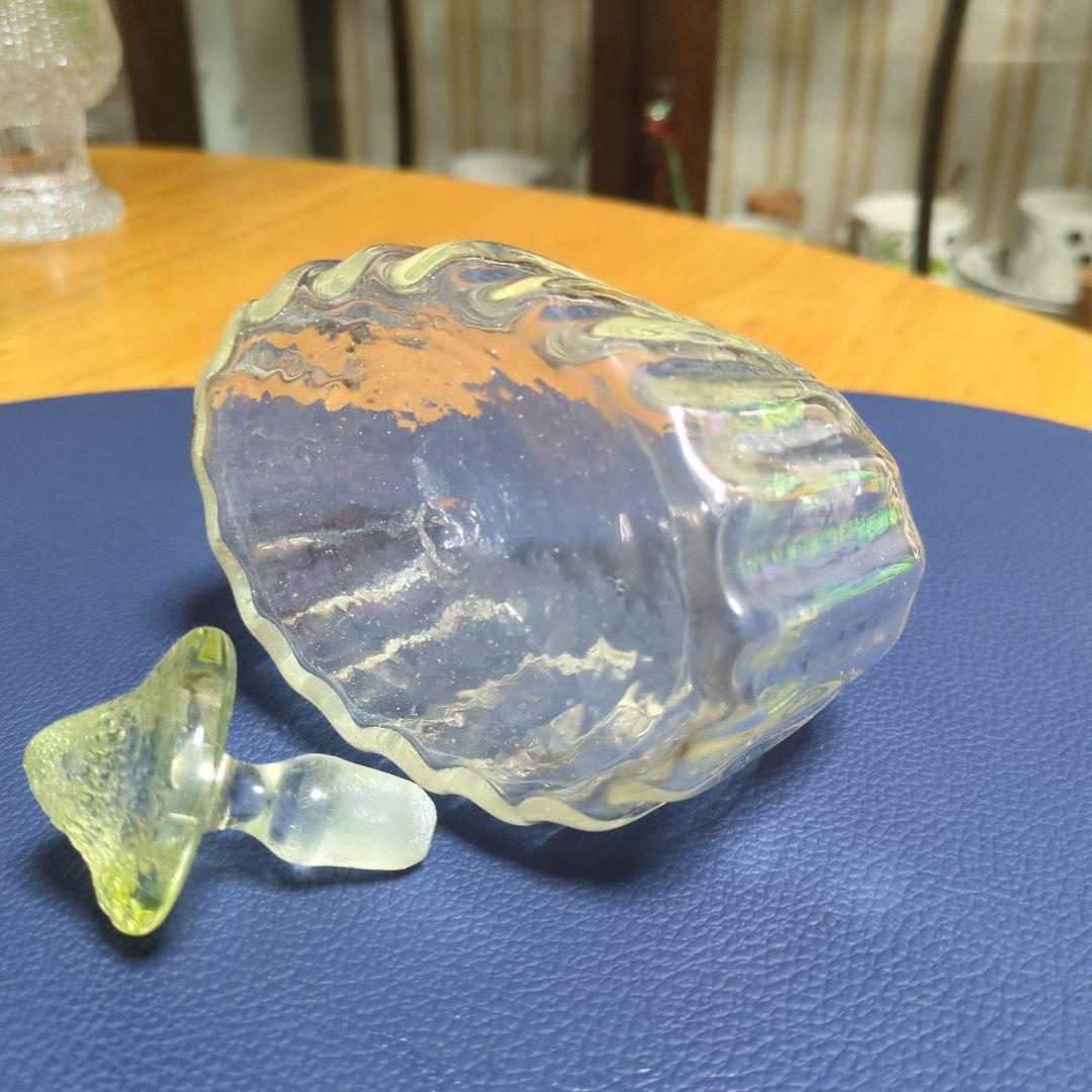 西川孝二作品吹きガラスリキュール瓶波状模様ボトル 未使用に近い　民藝品