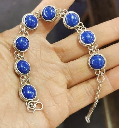 銅 細工 ブレス象嵌ラピスラズリ卵麺手串ブレス
