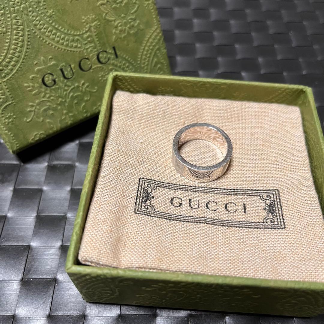 GUCCI シルバーリング クロス 箱付き 17号 指輪 リング グッチ