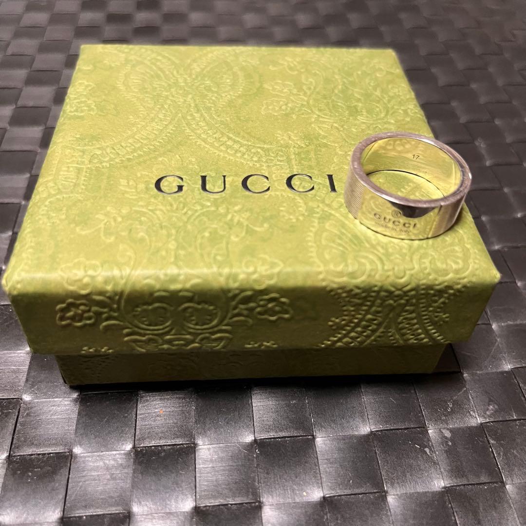 GUCCI シルバーリング クロス 箱付き 17号 指輪 リング グッチ