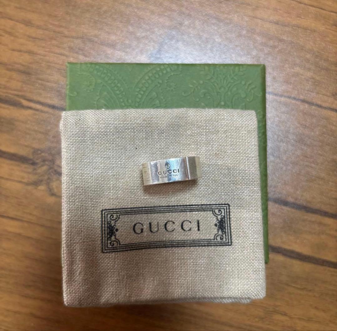 GUCCI シルバーリング クロス 箱付き 17号 指輪 リング グッチ