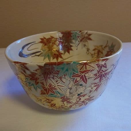 T 114 抹茶碗 龍田川・桐山作 ( 鵬雲斎大宗匠箱書 )