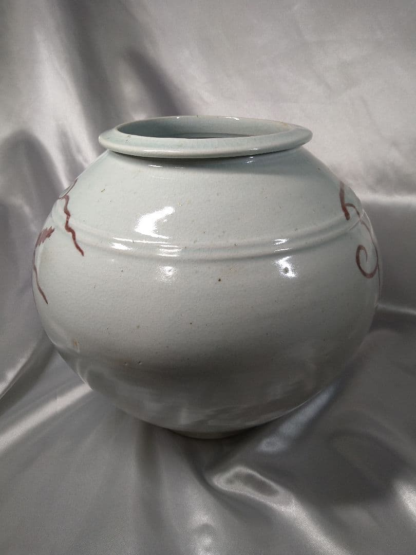 【希少品】李朝高麗 廣州窯 白磁 辰砂 壺 工芸品 美品