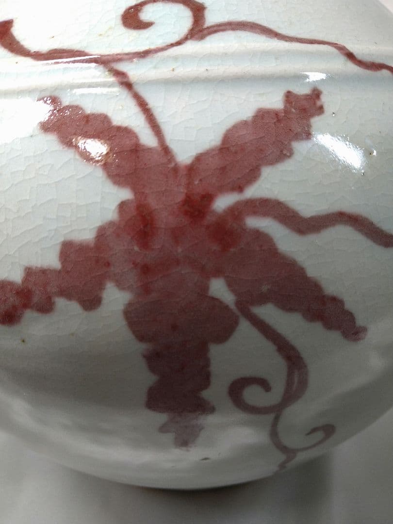 【希少品】李朝高麗 廣州窯 白磁 辰砂 壺 工芸品 美品