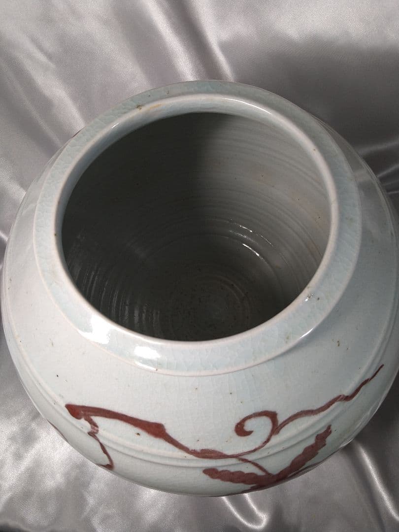 【希少品】李朝高麗 廣州窯 白磁 辰砂 壺 工芸品 美品