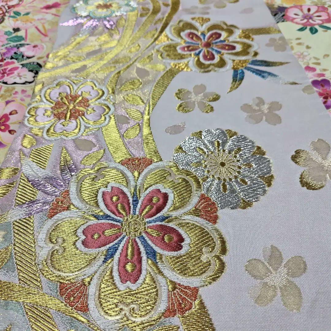 振袖フルセット(8点)・金駒刺繍・銀通し・金彩加工・鹿の子柄・正絹