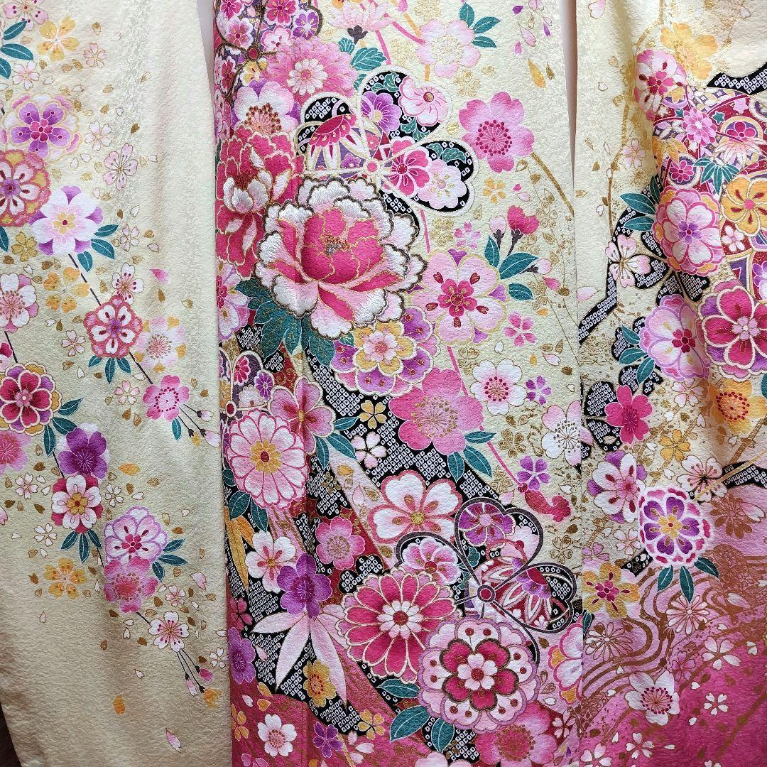 振袖フルセット(8点)・金駒刺繍・銀通し・金彩加工・鹿の子柄・正絹