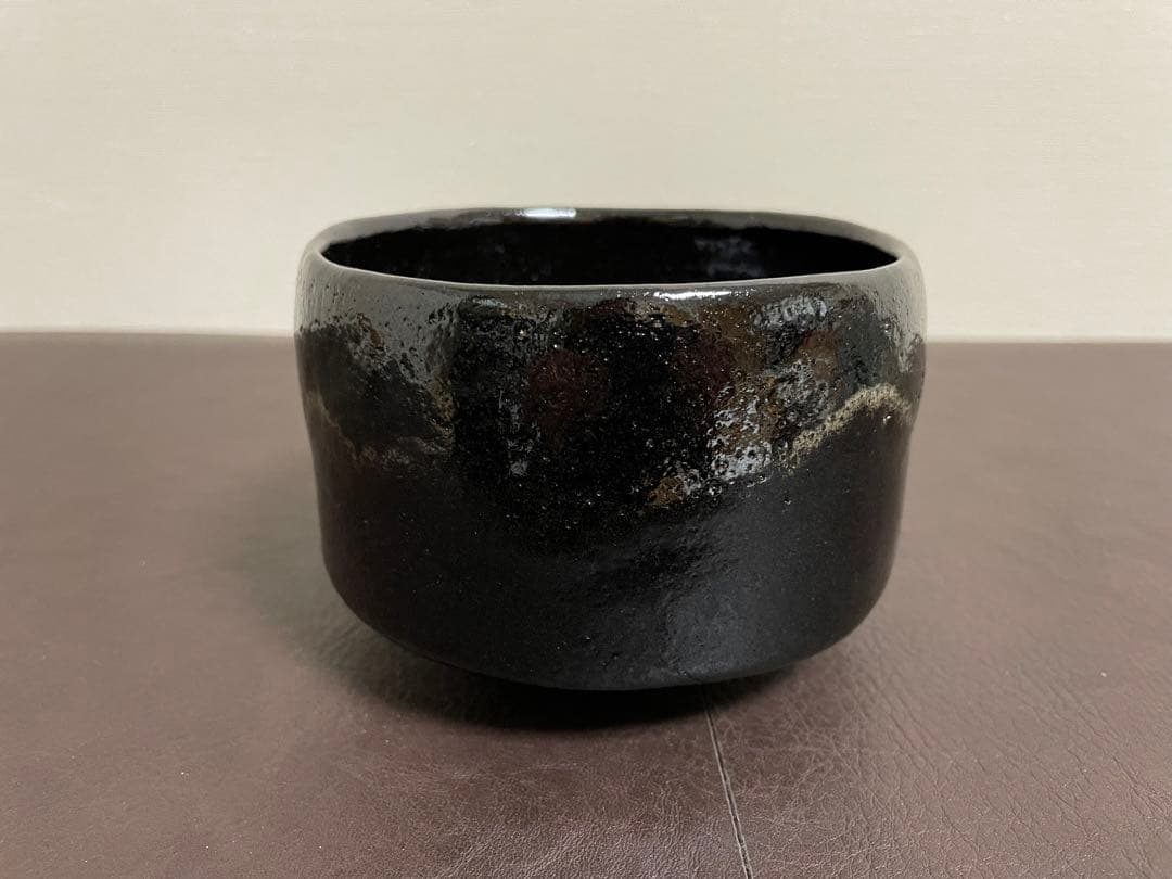 十代大樋長左衛門　黒茶盌　共箱　共布　栞　茶碗　大樋焼　楽茶碗　茶道具