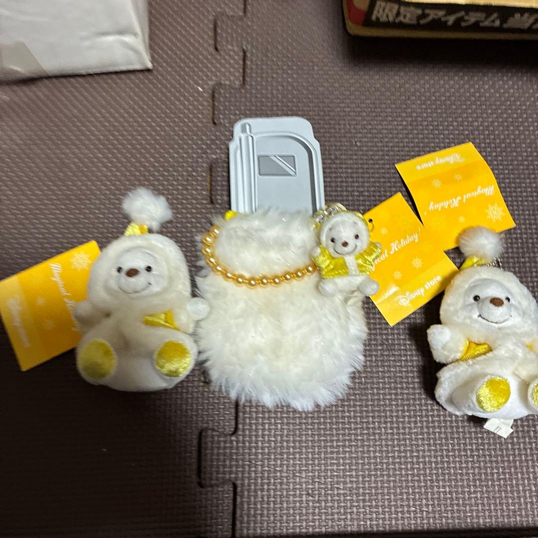 ‼️希少新品‼️ディズニー　プーさん　キーホルダー2個と携帯ケース　平成レトロ　レア