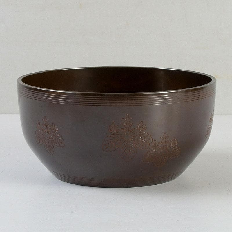 茶道具　高井陵雲造　唐銅　桐紋彫　建水　共箱　C　9434