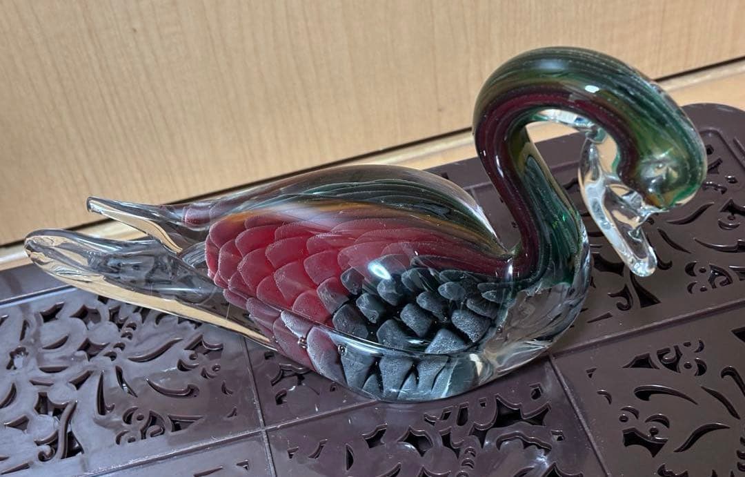 ガラス製　鳥　インテリア　置物　ガラス工芸