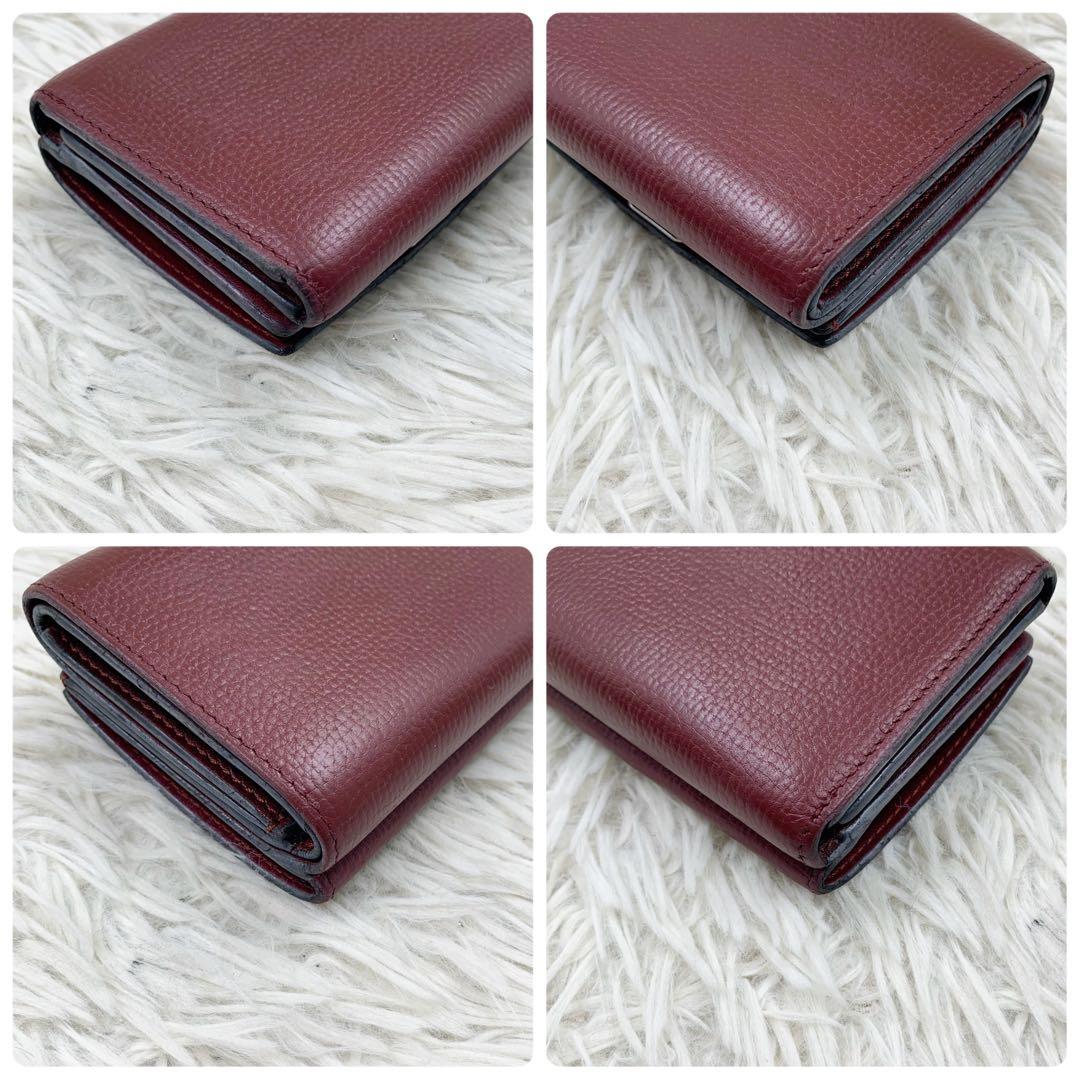 【✨極美品✨】ロエベ 三つ折り財布 アナグラム トライフォールド バーガンディ