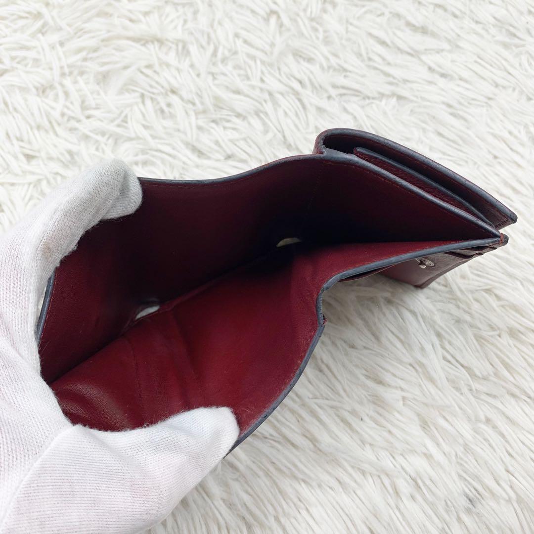 【✨極美品✨】ロエベ 三つ折り財布 アナグラム トライフォールド バーガンディ