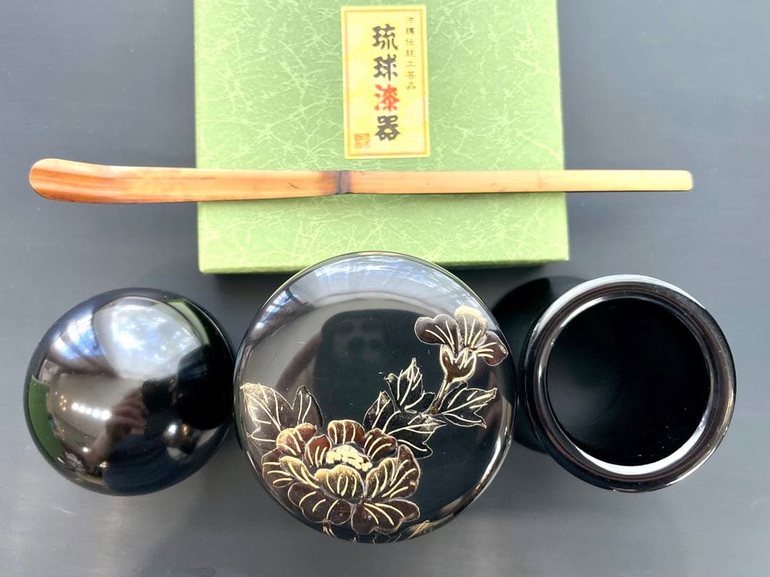 新品・希少　琉球漆器　高級　棗・茶杓・香合・太鼓・オマケ付き　プレミア価格