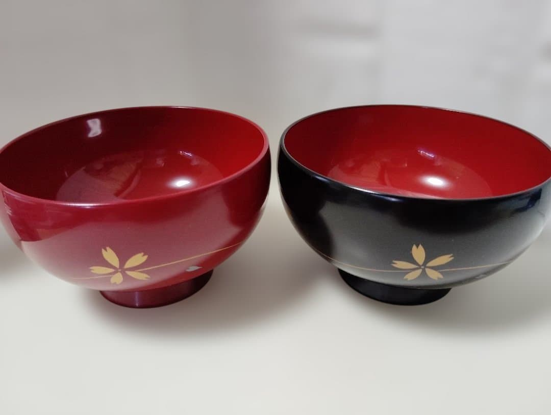 輪島塗　流水桜　蒔絵仕上げ　夫婦椀