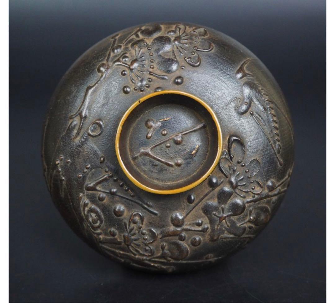 ユズコ送料無料　江戸幕末　鉄錆塗天然木椀4客　会津塗