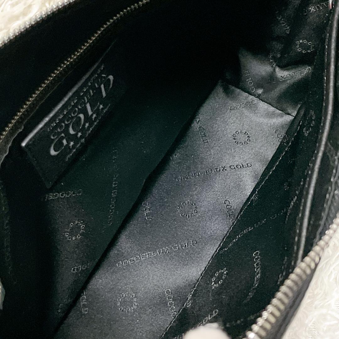 美品 ココセリュックスゴールド ハーフムーン 2way ショルダーバッグ 黒