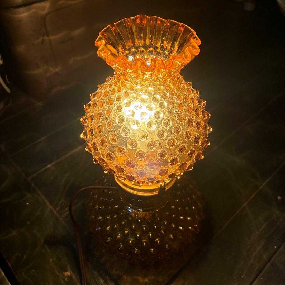 超レア美品！50s〜60sOLD Fentonフェントン社アンバーガラスランプ