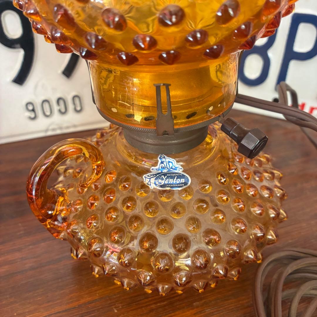 超レア美品！50s〜60sOLD Fentonフェントン社アンバーガラスランプ