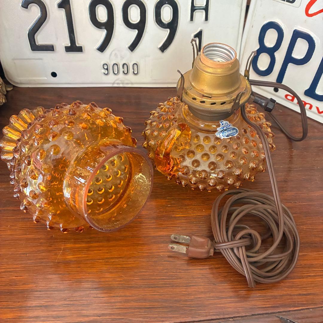 超レア美品！50s〜60sOLD Fentonフェントン社アンバーガラスランプ