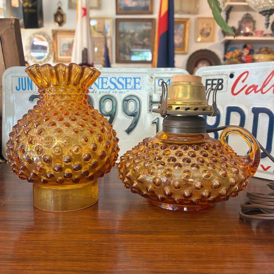 超レア美品！50s〜60sOLD Fentonフェントン社アンバーガラスランプ