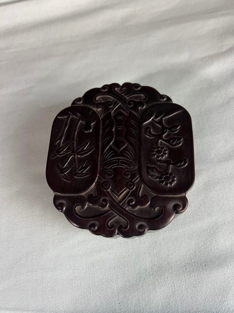 紫檀 唐木彫刻 中国古美術 香合