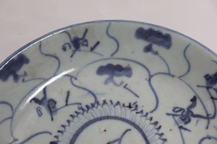 中国　清朝期　染付中皿3点　アンティーク　送料込み1001