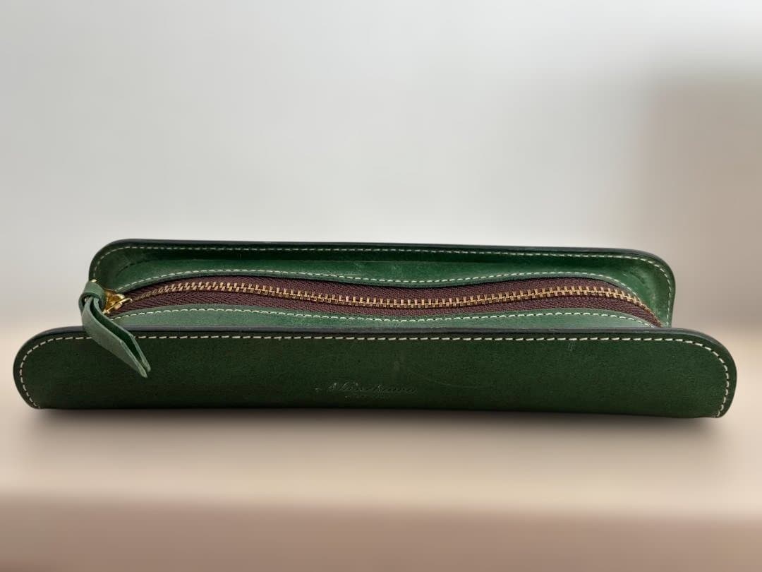 Munekawa本革ファスナーペンケース“U-shape”グリーン