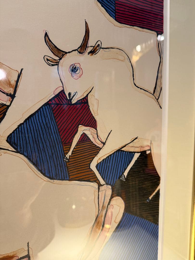 池田満寿夫 リトグラフ「白い牛」1992年 限定150部 額装品サイン入り