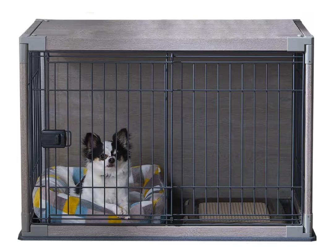 ウッディサークル 小型犬用 グレー 美品 + フェンス付き　引き取り