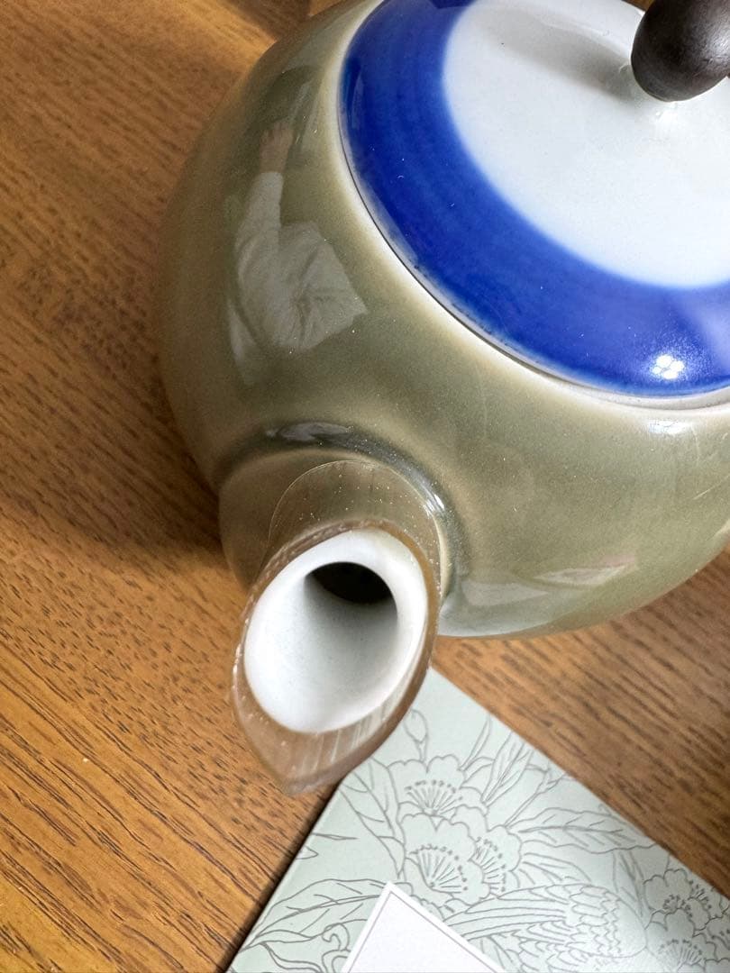 400 深川製磁　百年庵　石灰釉　急須器　未使用品　共箱　栞