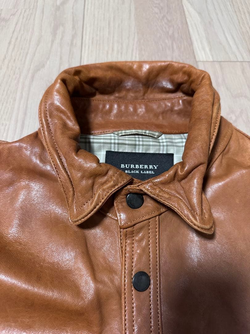 BURBERRY BLACK LABEL 襟付きシングルライダース 革ジャン