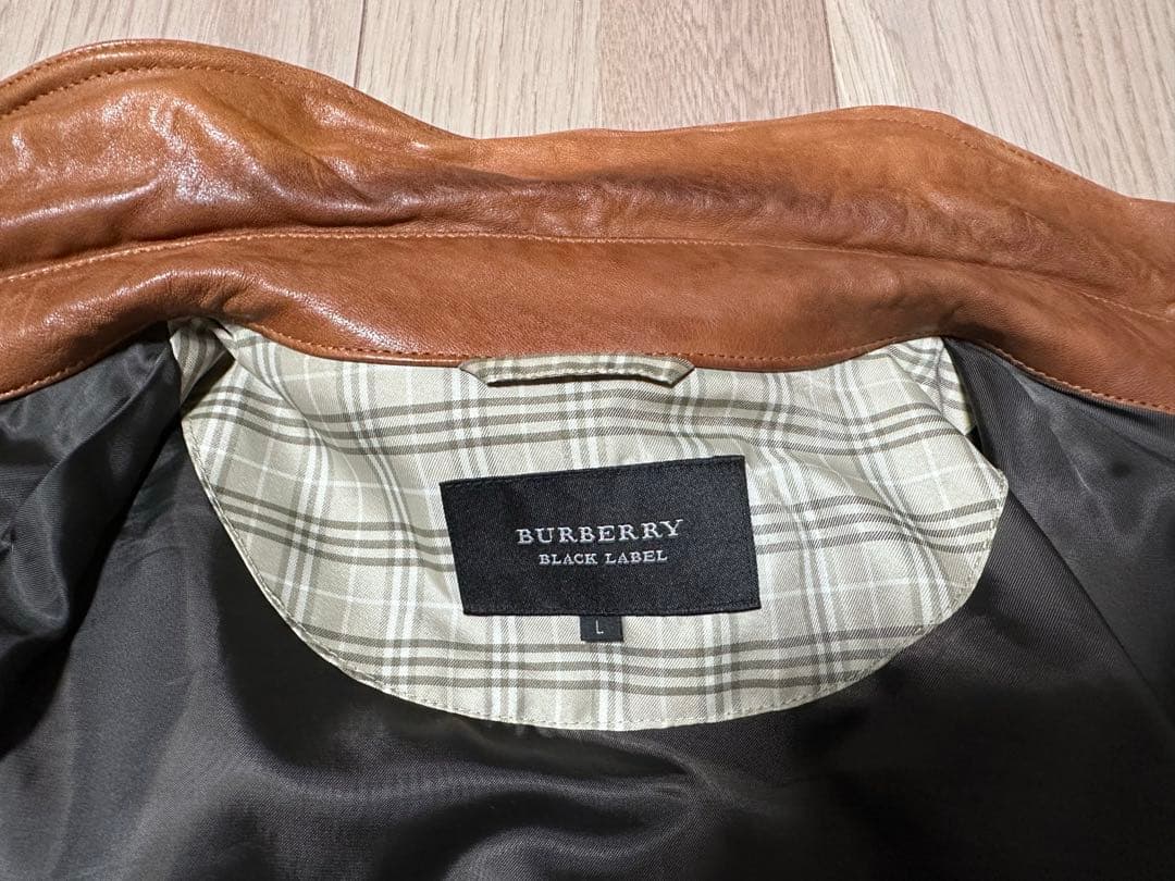 BURBERRY BLACK LABEL 襟付きシングルライダース 革ジャン