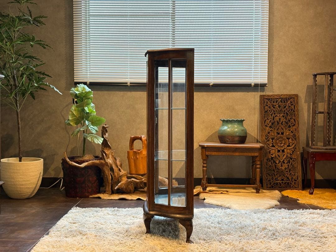 超希少　イギリス　アンティーク　ガラスキャビネット　ショーケース　猫脚　IZZ