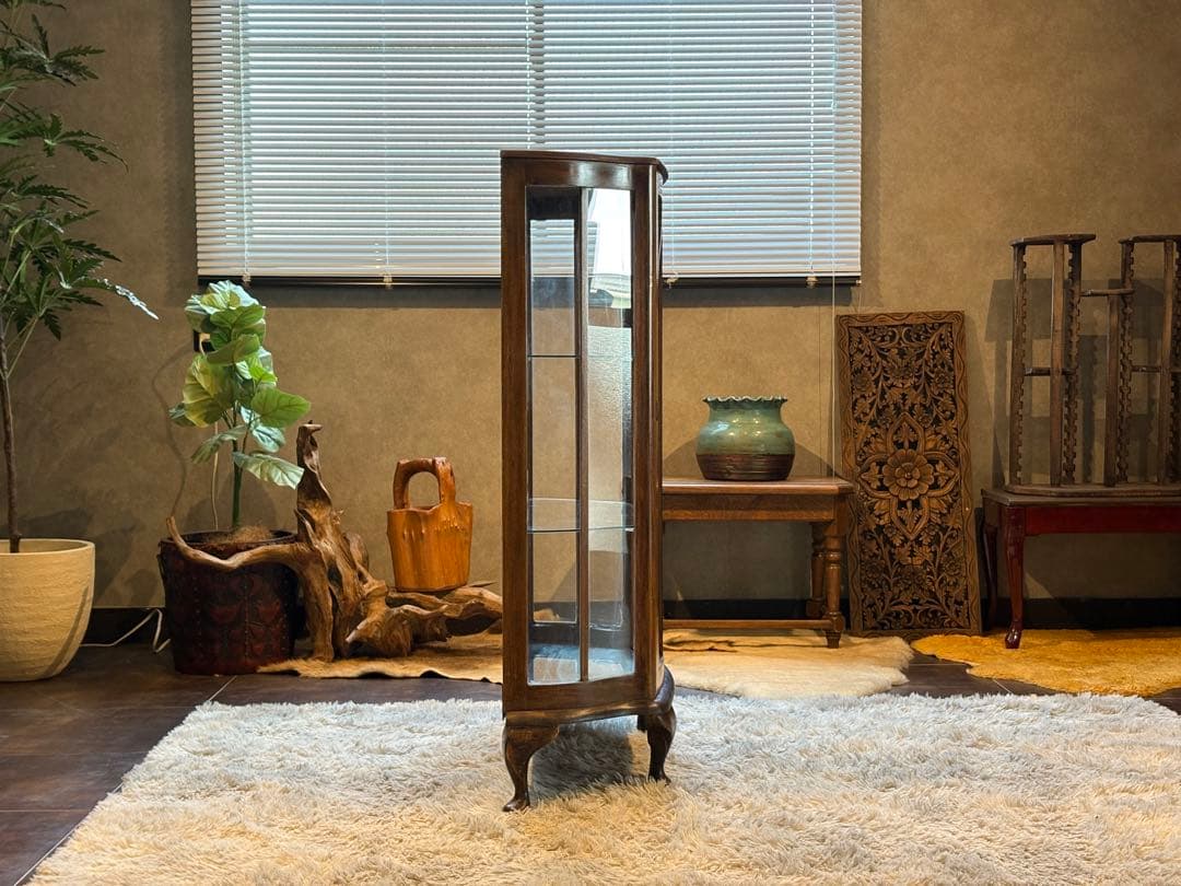 超希少　イギリス　アンティーク　ガラスキャビネット　ショーケース　猫脚　IZZ