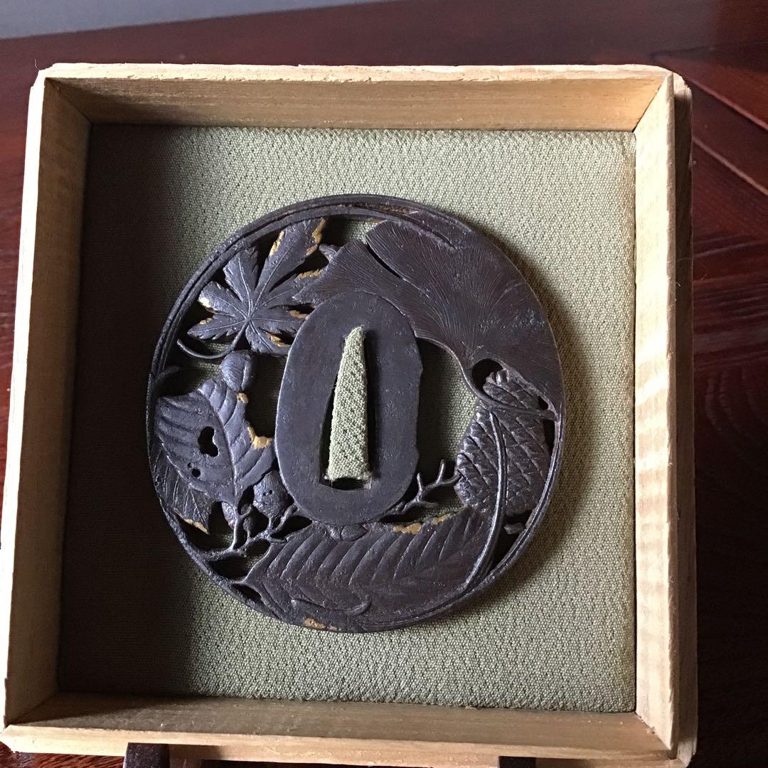 鍔　「吹き寄せ」　在銘　江戸期