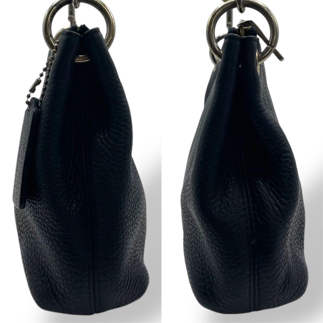 美品✨️コーチ ショルダーバッグ クロスボディ レザー シボ革 紺 ネイビー