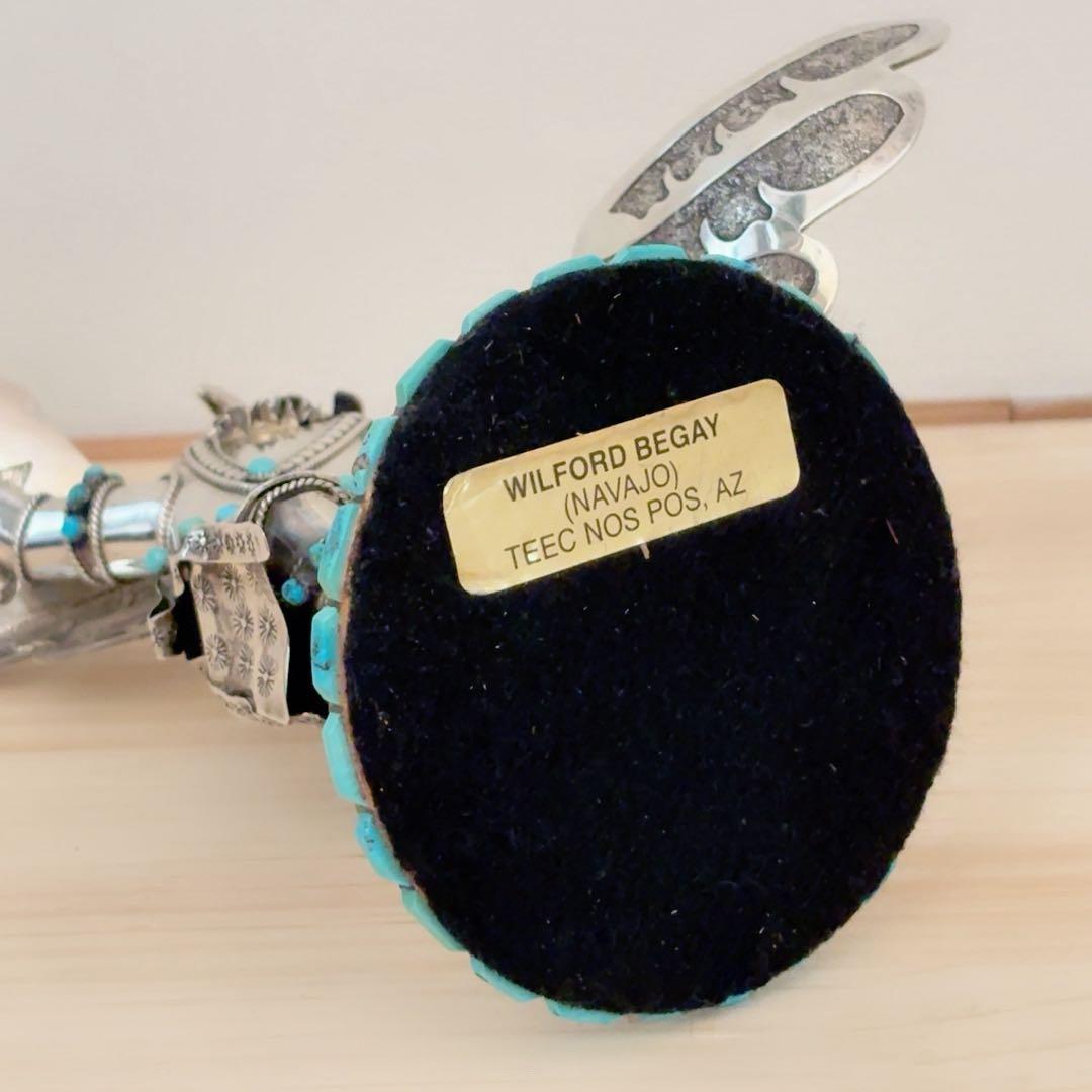 ナバホ族 スターリングシルバー カチナ イーグルダンサー シルバーターコイズ彫刻