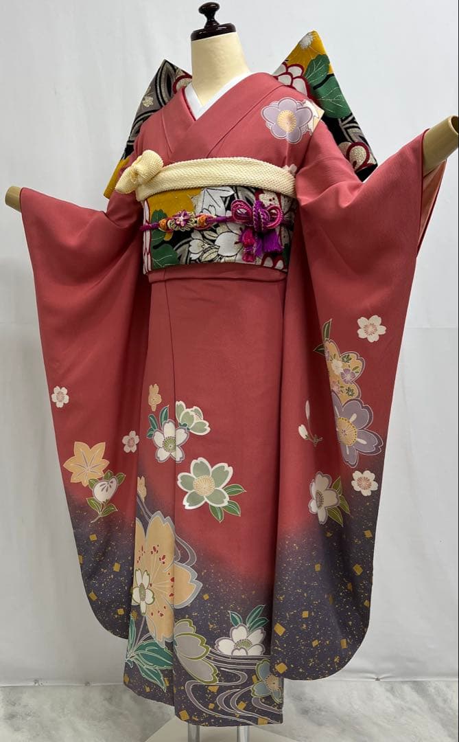 振り袖　フルセット　長襦袢付　成人式　振袖　パーティー　金彩加工　634