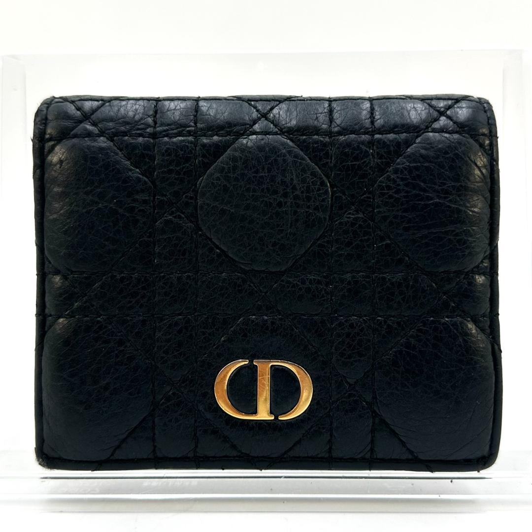 クリスチャンディオール カナージュ カロ 二つ折り財布 コンパクトウォレット 黒