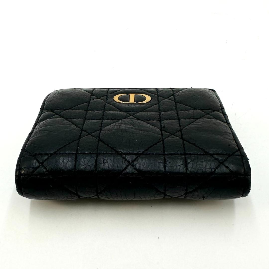 クリスチャンディオール カナージュ カロ 二つ折り財布 コンパクトウォレット 黒