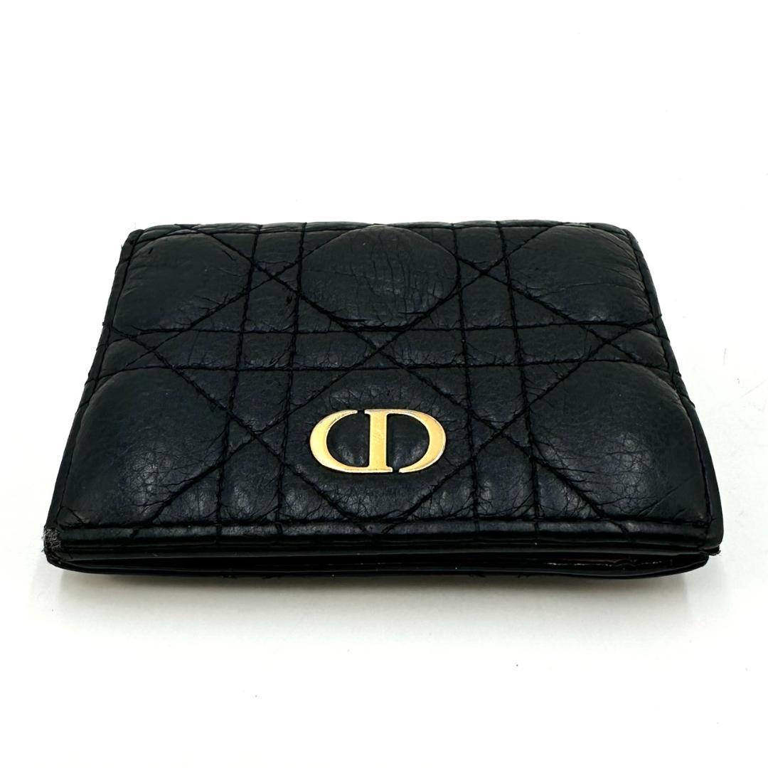 クリスチャンディオール カナージュ カロ 二つ折り財布 コンパクトウォレット 黒