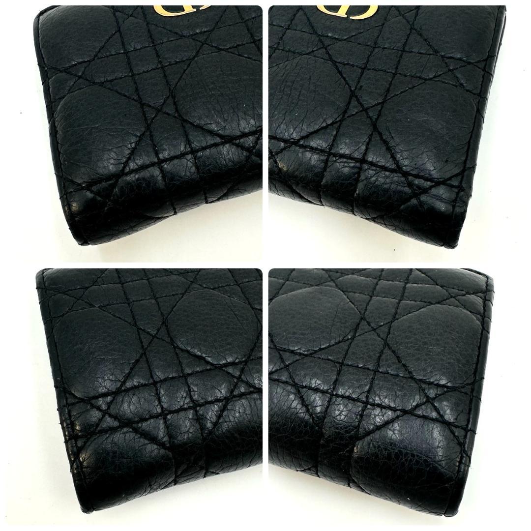 クリスチャンディオール カナージュ カロ 二つ折り財布 コンパクトウォレット 黒