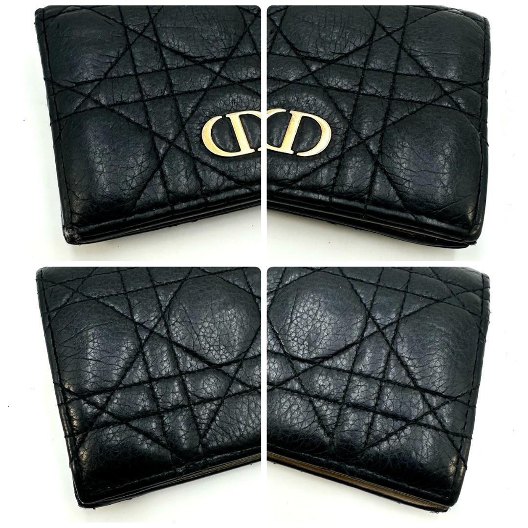 クリスチャンディオール カナージュ カロ 二つ折り財布 コンパクトウォレット 黒