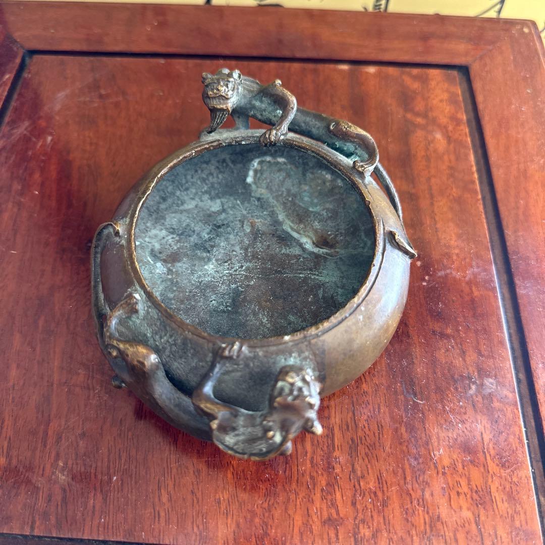 骨董品　中国美術　古美術　古銅　民国名家　呉艶佐造 双螭龙香炉