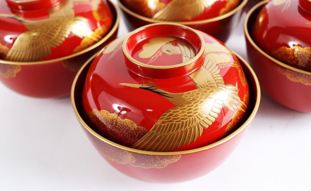 s*a様 輪島塗 大向高洲堂 雑煮椀 五客 蒔絵 正月