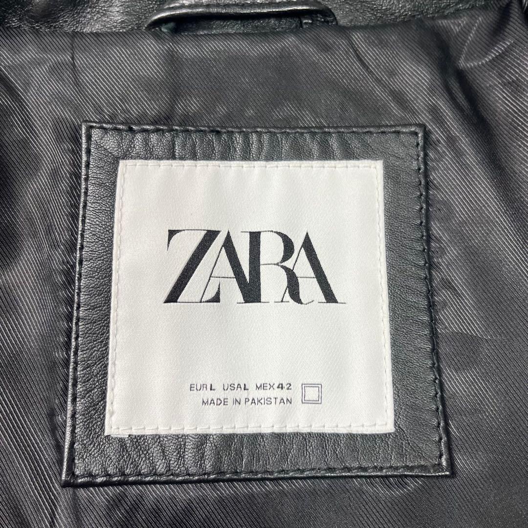 キングスマンZARA ラムレザー　シングルライダースジャケット　黒　L