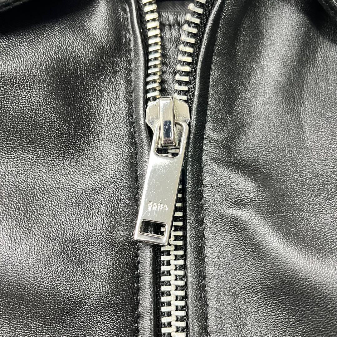 キングスマンZARA ラムレザー　シングルライダースジャケット　黒　L